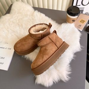 Classique d'hiver australie tasman Mini bottes plate-forme botte de neige bouton fourrure mate daim mélange de laine en peau de mouton confort automne bottines de créateur tazz pantoufle uggitys