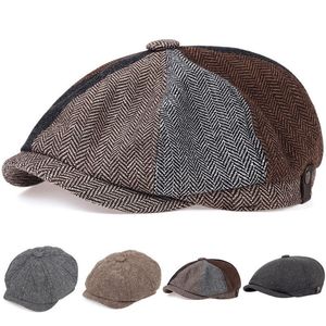 Chapeaux de journal classiques d'hiver pour hommes, béret, casquette Cabbie en coton épais, casquette chaude Gatsby Ivy