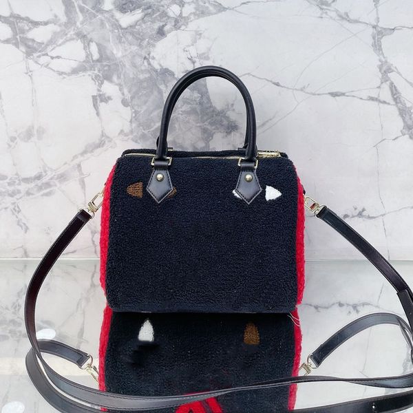 2022 Hiver Classique Speedy Lambswool Fourre-Tout Sacs À Bandoulière France Marque De Mode Sangles En Cuir Vieille Fleur Oreiller Sacs À Main Grande Capacité Sac À Bandoulière Designer Sac