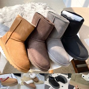 Invierno Clásico Ultra Mini Botas Confort Bota De Nieve Plataforma Mujeres Hombres Zapatilla De Piel Piel De Oveja Felpa Tazz Castaño Arena Mostaza Semilla Beige Australiano Invierno Tobillo zapato