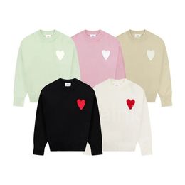 Designer unisex amis sweater mannen dames Koreaanse mode een hartpatroon ronde nek gebreide kleding sweatshirts luxe merk minnaar a-line kleine rode hart trui