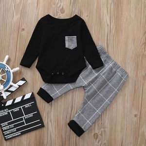 Ensemble de vêtements d'hiver pour bébé 2 pièces hauts imprimés à carreaux + pantalons bébé garçon filles ensemble de vêtements marque vêtements pour bébés roupa infantil