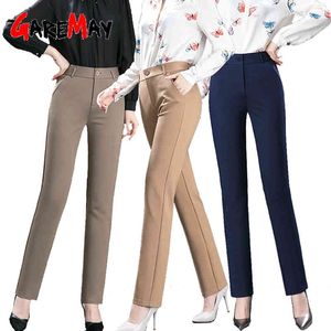 Vêtements d'hiver Femmes Coton Taille Haute Pantalon Deux Twinstyle Pantalones Mujer Cintura Alta Noir 210428