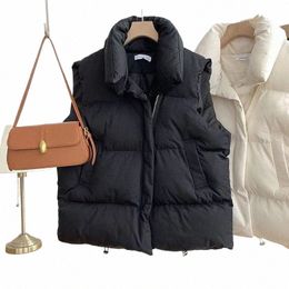 Manteau d'hiver pour femmes, gilet à col montant, à manches, épais et chaud, gilet coréen Fi, veste ample, nouveau W4B2 #