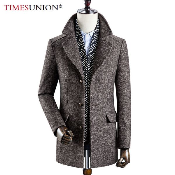 Manteau d'hiver Hommes 60% laine Revers Thicked Trench-Coat Hommes Gris Casual Hommes Manteau De Laine De Haute Qualité Hiver Longue Veste Hommes LJ201110