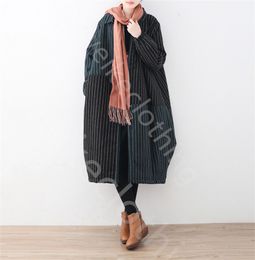 Manteau d'hiver nouveau Design Original veste polaire ample grande taille femmes rayures verticales coton rembourré manteau laine coton manteau