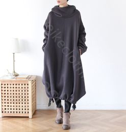 Manteau d'hiver Design Original robe à capuche ample grande taille femme Version surdimensionnée col à capuche fente robe Cape