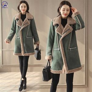 Manteau d'hiver femmes vêtements coton veste rembourrée femmes peau de cerf cachemire cheveux d'agneau épaissi longueur moyenne 211216