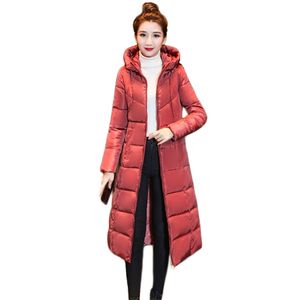 Manteau d'hiver femmes long blanc vert 3XL plus la taille à capuche vestes en coton automne mode coréenne rouge slim parkas LR921 210531