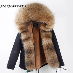 Abrigo de invierno para mujer, Parkas de camuflaje verde militar con cuello de piel de mapache grande y grande, con capucha, prendas de vestir gruesas y cálidas, marca 201026