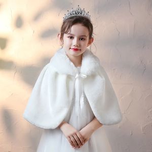 Manteaux d'hiver pour filles, boléro en fausse fourrure de princesse, manteau pour enfants, enveloppe chaude, Capes de fête de mariage, sainte Communion, 231226