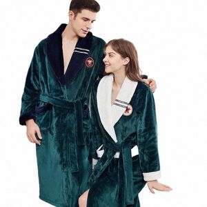 Winter Coouple Dikke Coral Fleece Gewaad Herfst Lg Kimo Badjas Gown Nachtkleding Losse Nachtkleding Flanel Thuis Kleding M29o #