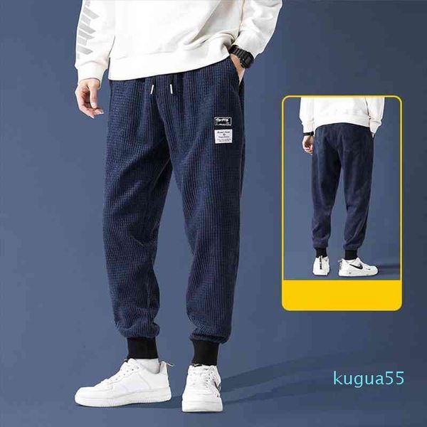 Pantalones de pana de invierno para hombre, pantalones Cargo holgados de otoño, pantalones deportivos de Hip Hop con retazos de colores, ropa de calle para hombre, Joggers