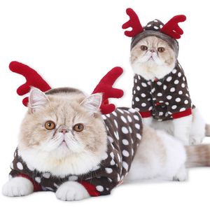 Winter Kostuum Kerst Elk Geïnstalleerd Houd Warm Pet Party Cosplay Speciale Evenementen Kleding Kat Kleding Kitty Kitten Outfits