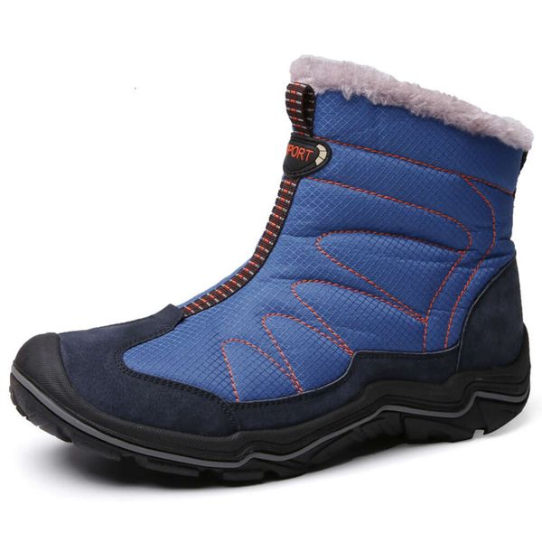 Bottes de neige pour hommes en cuir à chaussures en coton d'hiver avec velours supplémentaire et chaussures de haut haut de sports épaissis pour la chaleur alpinale