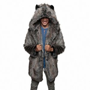 Manteau d'hiver en fausse fourrure pour homme et femme, veste décontractée à capuche en fourrure de renard, manteau chaud avec oreilles d'ours, manches Lg, pardessus 60LD #, 2021