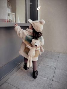 Hiver mignon ours whit veste pour tout-petit bébé filles manteau moteur en toison girl épaissis les vêtements d'extérieur chauds