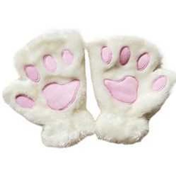 Hiver mignon dessin animé chat filles doigt ouvert griffe de chat gants chauds épaissi moelleux ours patte demi doigt gants 107UI3