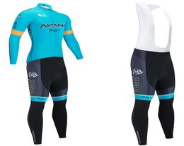 Maillot de cyclisme d'hiver 2020 Pro Team Astana thermique polaire vêtements de cyclisme vtt vélo maillot bavoir pantalon Kit Ropa Ciclismo Inverno2683835