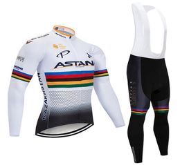 Winter Wielertrui Set 2020 Pro Team ASTANA Thermische Fleece Fietskleding Ropa Ciclismo Invierno MTB jersey bretelbroek ki1741124