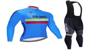 Winter Cycling Jersey Set 2020 Pro Team Colombia Termal Fleece Cycling Clothing ROPA Ciclismo Invierno MTB Pantalones de babero Jersey 8049257