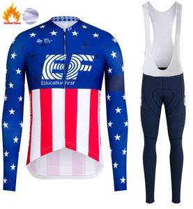 Ensemble de maillot de cyclisme d'hiver 2021 Pro Team EF vêtements de cyclisme en polaire thermique super chaud à manches longues uniforme de vélo pantalon à bretelles costume4253602