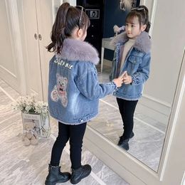 Veste en jean d'hiver veste à capuche pour enfants et filles laine de fourrure vêtements chauds pour enfants ensemble complet veste en velours pour bébé 3-12 ans XMP516 240123