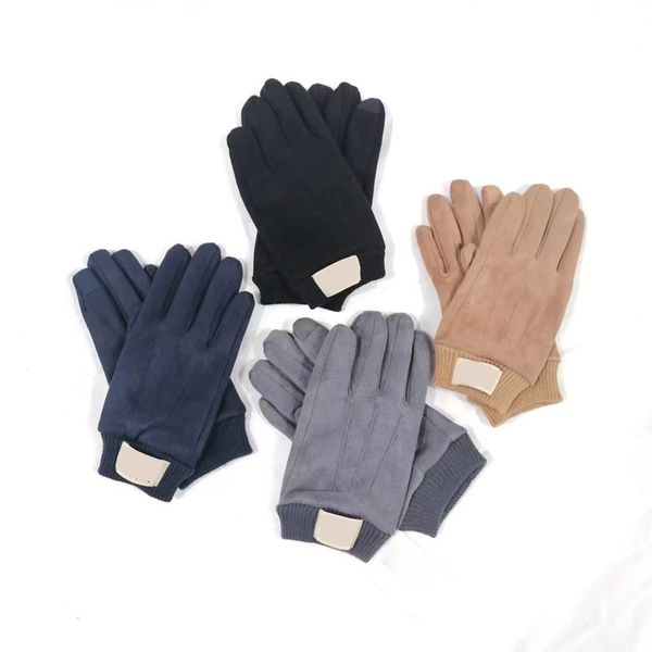 Guantes de diseñador de invierno Guantes de cuero de lujo Cinco dedos Guantes de lana corta para mujer Guante engrosado Vintage Moda Sólido Simple Protector Guantes para hombre Regalo RR