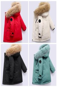 Winter Designer Kids 2022 Coat Down Jacket voor jongens echte wasbeer vacht dik warm baby bovenkleding jassen 212 jongensjacks jaar jeugd T8606656