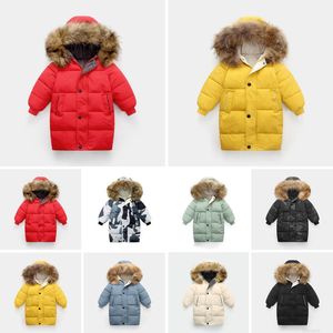 Winterontwerper Kinderjas down jas voor jongens echte wasbeer vacht
