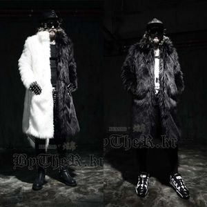 ORHN – coupe-vent Long en fausse fourrure pour homme, manteau d'hiver de styliste en laine à la mode, couleur noir et blanc assorti