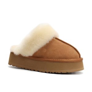 Winter Designer Australische Platform Slipper Voor Vrouwen Australië Snow Boot Slippers Bont Dia's Tasman Slippers Kastanje Suède Mini Platform Laarzen