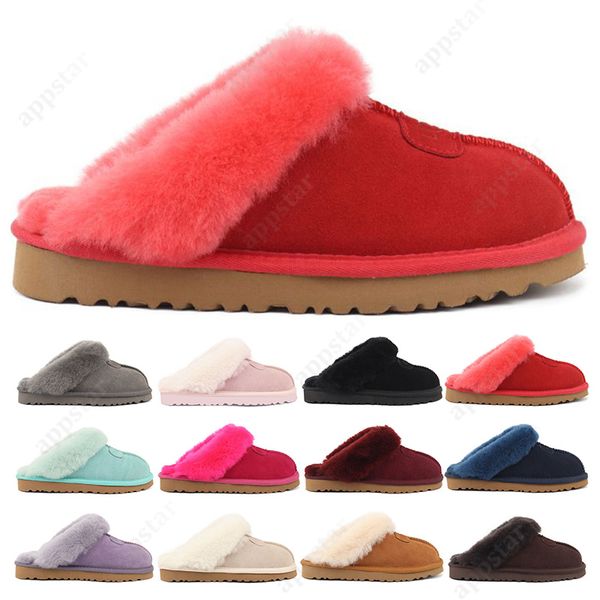 Diseñador de invierno Mujeres Zapatos de nieve Sandalias Zapatillas Classic Fur Luxurys Castaño Marina Moda para mujer Sandalia al aire libre