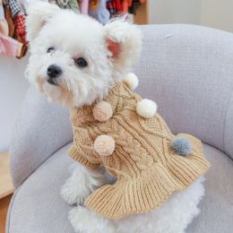 Winterhond kat trui rok gebreide kleding zachte warme bal hondenkleding voor honden katten jas voor kleine Yorkie chihuahua huisdierkleding