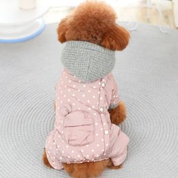 Ropa de invierno para perros, ropa para mascotas con puntos bonitos, mono cálido, abrigo, chaqueta, caniche, Bichon, Pomeranian Schnauzer, disfraz, ropa 240113