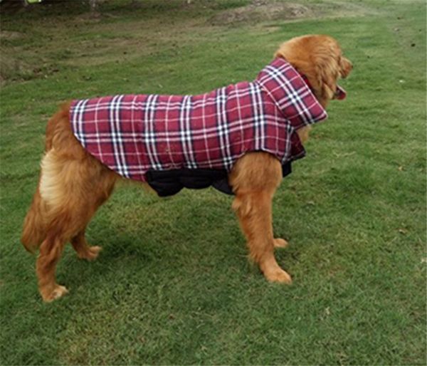 Abrigos a cuadros a la moda para perros de invierno, ropa para mascotas para perros pequeños, Chihuahua, chaqueta impermeable para perros grandes al aire libre JK56