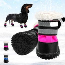 Zapatos para perros de invierno Botas impermeables Calcetines para mascotas para perros pequeños y medianos Zapato antideslizante Botín Nieve Reflectante 240304