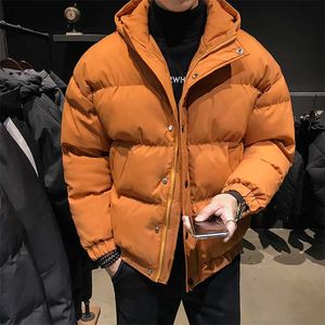 Winter Down Cotton-Patded jas verdikte herenbroodjas Student Hooded Warm Jacket Trendy Heren 211104