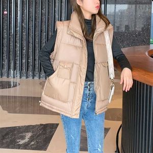 Winter Down Cotton Vest Vrouwen Koreaanse Korte Losse vest Mouwloze mantel 211120
