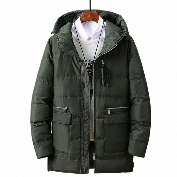 Chaqueta de invierno para hombre, abrigo con relleno de plumas de pato blanco, prendas de vestir con capucha, talla grande, abrigo grueso y cálido de alta calidad h7B1 #