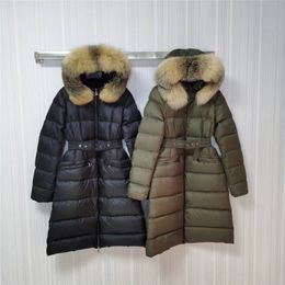 Winter Donsjack topkwaliteit Bovenkleding parka Grote echte vossenbont Capuchon Vrouwen lange Jas femme jassen dames warme buitenkleding