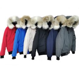 Hiver Down Parkas Hoody Canada Wolf Fur Down Veste Bomber Vestes Zippers Brand Designer Veste Men Chilliwack Couche chaude