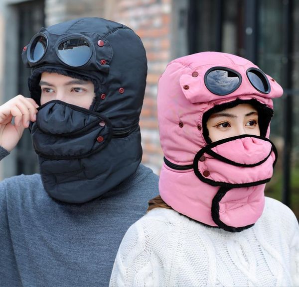 Fracture d'oreille d'hiver épaississez les chapeaux de cyclisme extérieur et les verres de masque d'écharpe à l'épreuve du vent à l'épreuve du vent pour femmes hommes pour enfants du chapeau de ski chaud à l'épreuve du vent 2746907