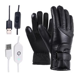 Gants chauffants électriques d'hiver coupe-vent cyclisme chauffage chaud écran tactile gants de ski alimentés par USB pour hommes femmes 201104266t