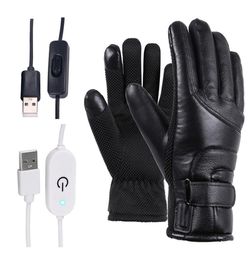 Winter elektrische verwarmde handschoenen winddicht fietsen warm verwarming touchscreen ski -handschoenen USB aangedreven voor mannen vrouwen 201104370442222