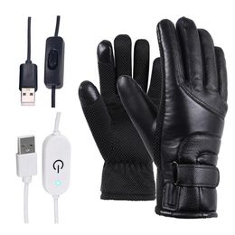 Winter Elektrisch verwarmde handschoenen Winddicht Fietsen Warm Verwarming Touchscreen Skihandschoenen USB-aangedreven Voor Heren Dames 201104228W