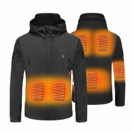 Chaqueta con calefacción eléctrica de invierno para hombre, chaquetas térmicas gruesas con USB, con capucha, térmicas, tácticas, a prueba de viento, impermeables, Parkas para hombre c6dk #