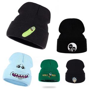 Winter Borduren Beanie Cartoon Outdoor Hoed Skiën Gebreide Muts Skullies Amerikaanse Anime Katoen Augurk Krijgen Schwifty 220812