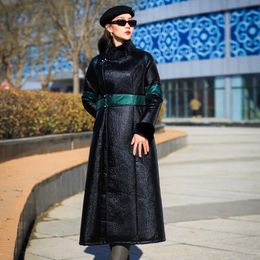 Winter etnische kleding oosterse qipao jurk vrouwen mode moderne cheongsam elegante tang pak gewaad Mongoolse stijl Aziatische toga