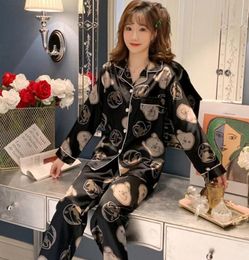 Winter herfstletters bedrukte pyjama's sets home textielmodemerk ontwerper cartoon patroon casual vrouwen lange mouw Cardigan SLE5429399